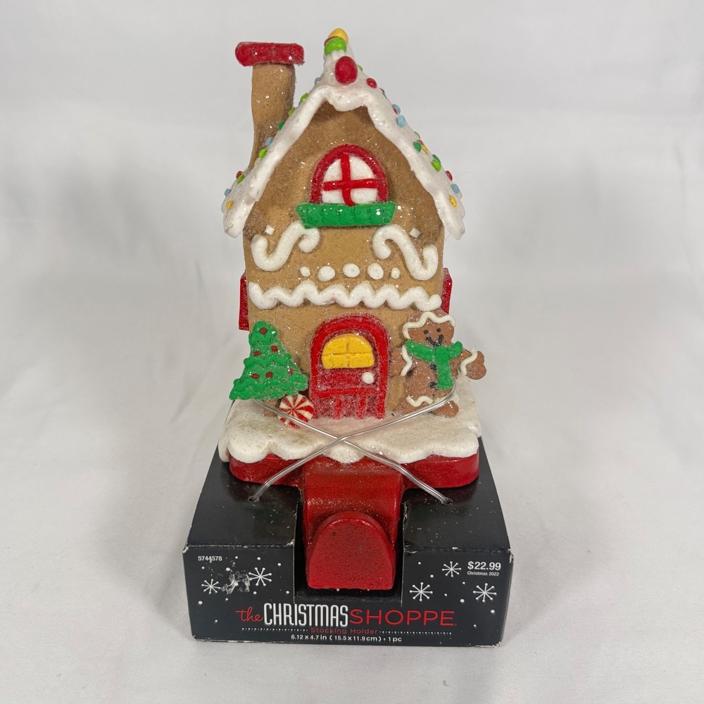 The Christmas Shoppe Gingerbread House Stocking Holder Brown Festive